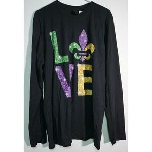 LOVE New Orleans Fleur-De-Lis EI-LO Adult XL Long Sleeve‎ T-Shirt NEW